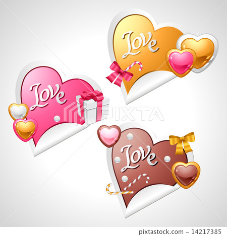 Valentine's Day vector stickers. Origami speech bubble. Valentine's Day vector stickers. Origami speech bubble. 14217385