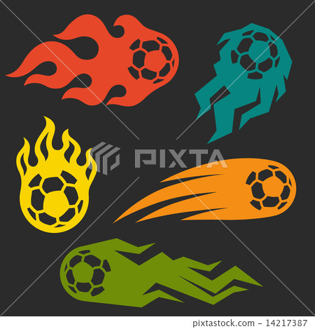 Set of elements fire soccer balls for design Set of elements fire soccer balls for design 14217387
