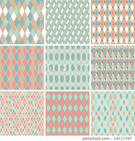Seamless abstract retro pattern. Set of 9 geometric texture. Seamless abstract retro pattern. Set of 9 geometric texture. 14217397