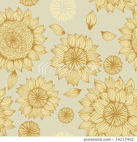 Vector background with hand drawn flowers. (Seamless) Vector background with hand drawn flowers. (Seamless) 14217402
