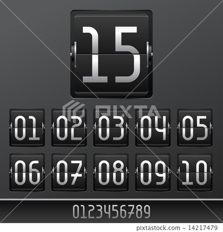 Mechanical scoreboard numbers panel background. 14217479