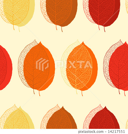 Cute seamless leaf autumn pattern in vector 14217551