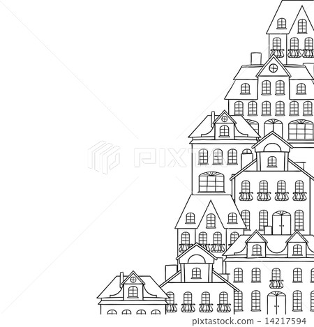 City sketch, houses background for your design. 14217594