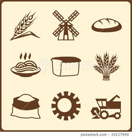 Cereal cultivation and farming icon set 14217948