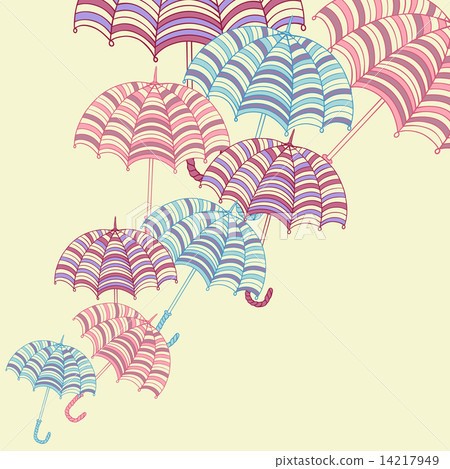 Design ellement with cute umbrellas. Vector illustration. 14217949