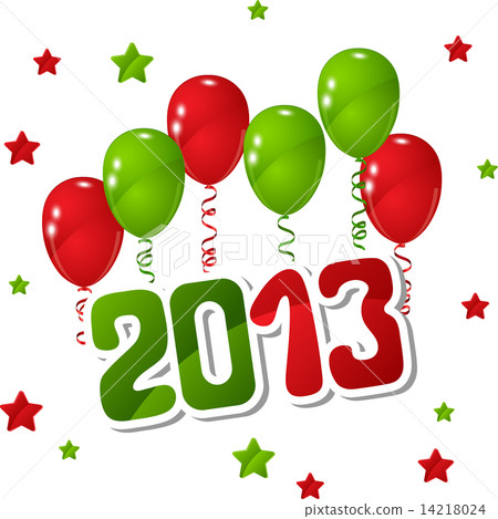 Vector New Year background with balloons and stars. 14218024
