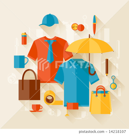 Advertising background with promotional gifts and souvenirs 14218107