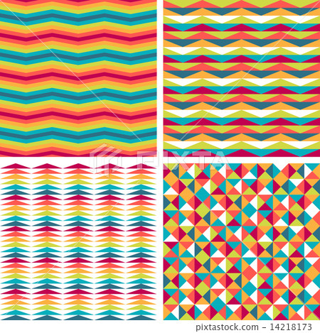 Seamless triangle patterns in retro style. Seamless triangle patterns in retro style. 14218173