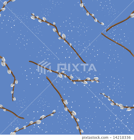 Pastel background with pussy willow. Seamless backround. 14218336