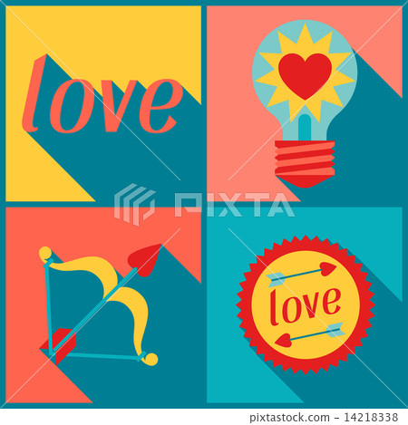 Valentine's and Wedding background in flat design style. Valentine's and Wedding background in flat design style. 14218338