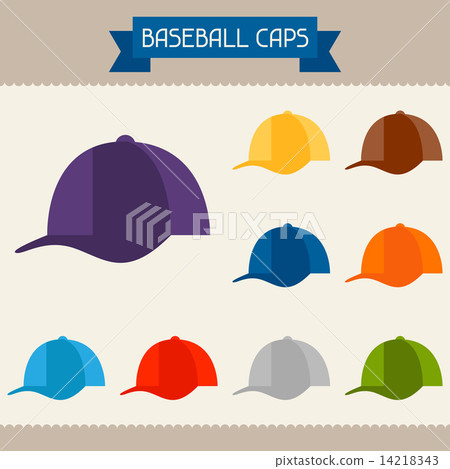 Baseball caps colored templates for your design in flat style 14218343
