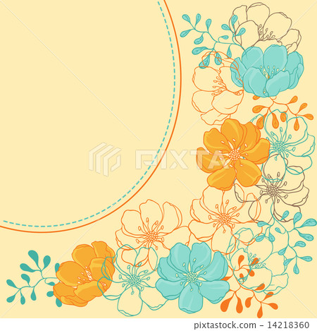 Vector background with hand drawn stylish flowers. Vector background with hand drawn stylish flowers. 14218360