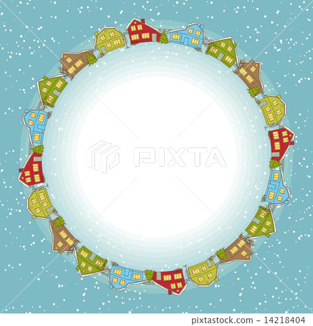 Christmas card, cute little town in winter Christmas card, cute little town in winter 14218404