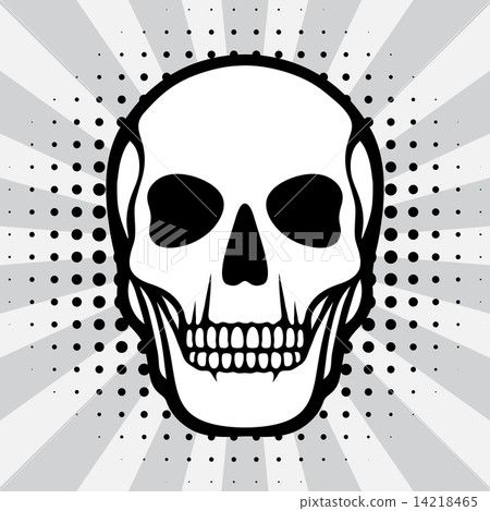 Illustration of skull on pop art background 14218465