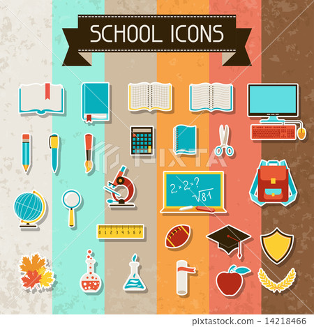 School and education sticker icons set. 14218466