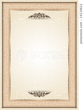 Vector vintage frame at grunge background with retro ornament. 14218622