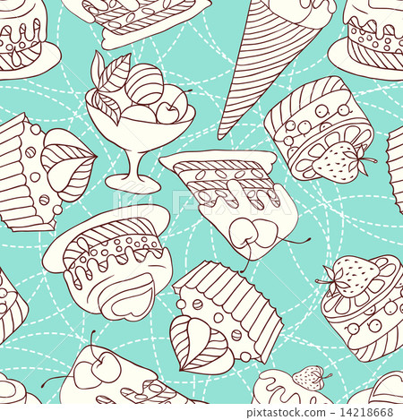 Holiday seamless pattern from sweet, cakes and acecream Holiday seamless pattern from sweet, cakes and acecream 14218668
