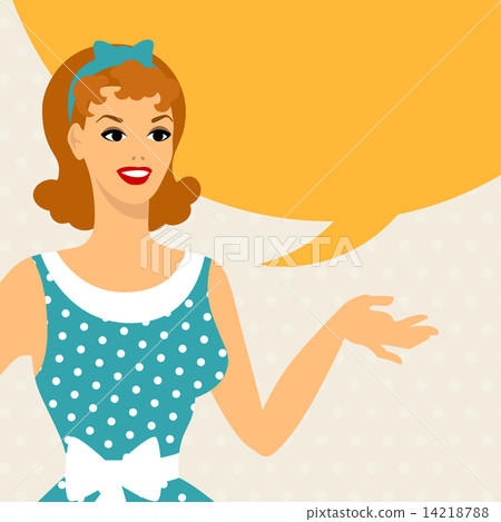 Card with beautiful pin up girl 1950s style says something. 14218788