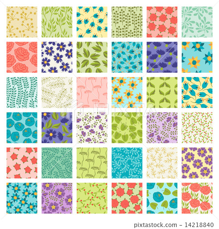 Set of 36 seamless floral patterns. 14218840
