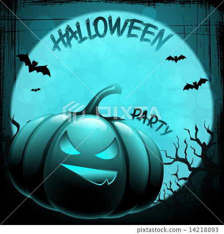 EPS 10 Halloween background with moon, bats and pumpkin. 14218893