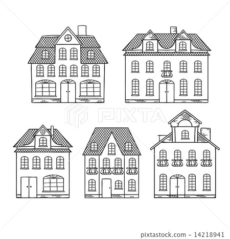 Old hand drawing houses isolated. 14218941