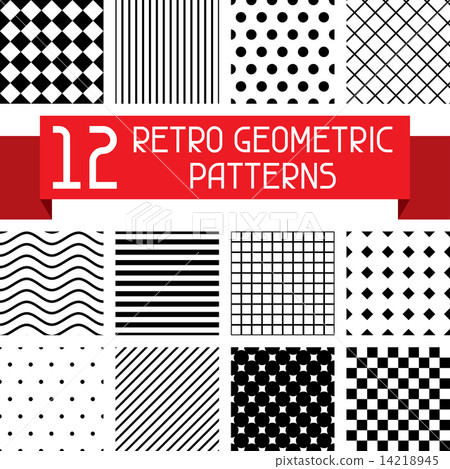 Set of 12 retro geometric patterns. Set of 12 retro geometric patterns. 14218945