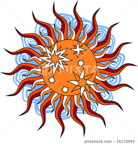 Fantasy hand drawn sun over white. Vector illustration. Fantasy hand drawn sun over white. Vector illustration. 14218949