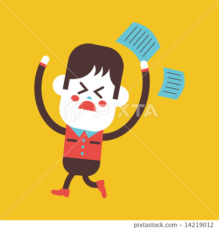 Character illustration design. Boy feeling annoyed cartoon,eps 14219012