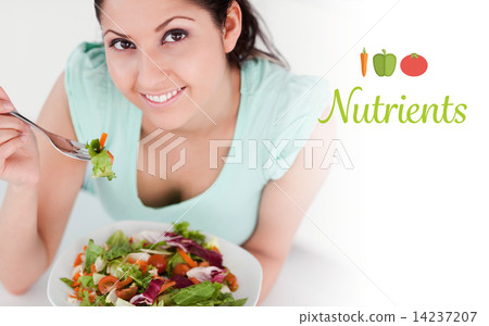 Nutrients against ecg line on white background with grid 14237207