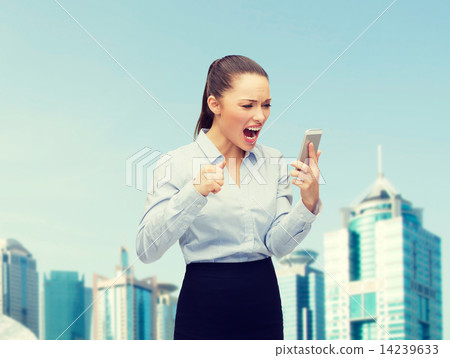 screaming businesswoman with smartphone screaming businesswoman with smartphone 14239633