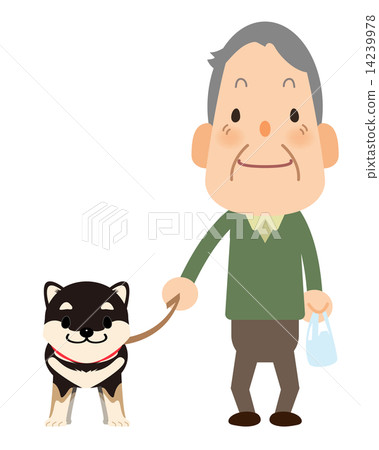 爺爺_與Shiba Inu一起散步 14239978