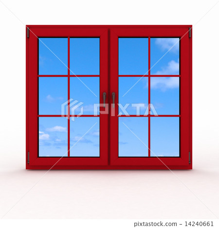 3d closed plastic window on white background 14240661