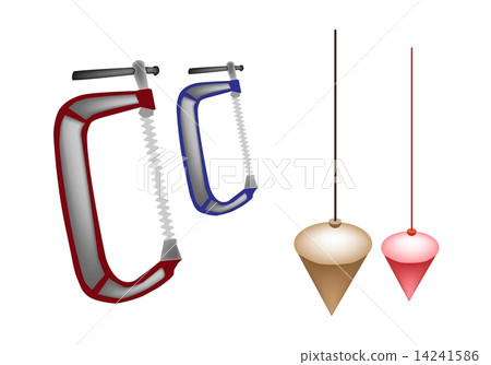 Colorful Illustration Set of Plumb Bob and Clamp 14241586