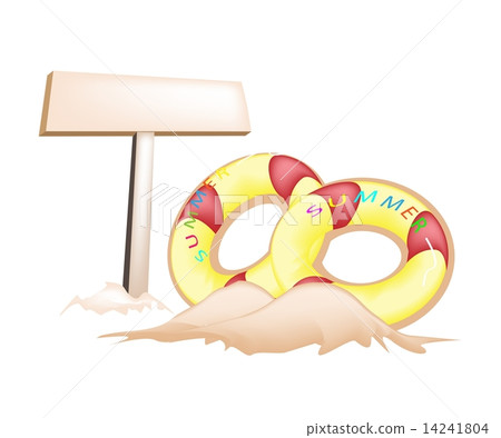Illustration of Inflatable Ring and Wooden Placard 14241804