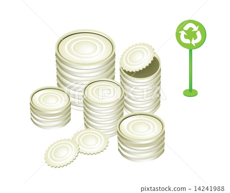 Aluminum or Tin Cans and Recycling Symbol Aluminum or Tin Cans and Recycling Symbol 14241988