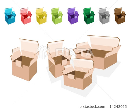 Colorful Illustration Set of Open Cardboard Boxes Colorful Illustration Set of Open Cardboard Boxes 14242033