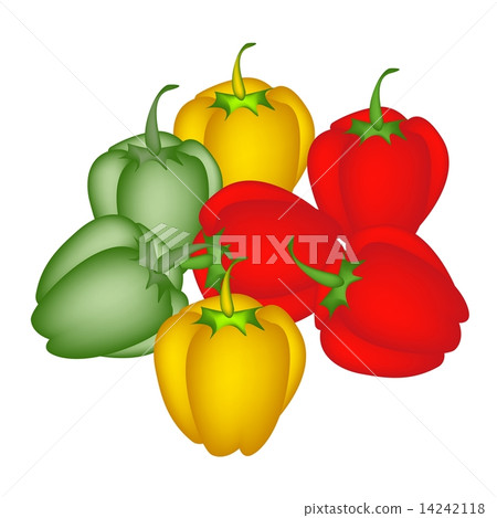 A Set of Colored Bell Peppers on White Background A Set of Colored Bell Peppers on White Background 14242118
