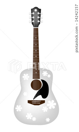 Beautiful Flowers Pattern on White Acoustic Guitar 14242157