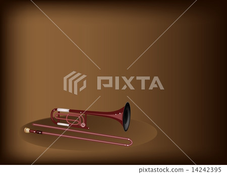 A Symphonic Trombone on Dark Brown Background 14242395