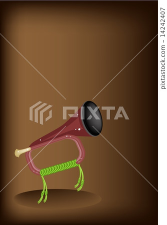 A Musical Bugle on Dark Brown Background 14242407