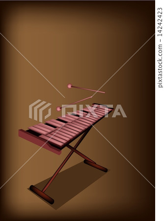 A Retro Xylophone on Dark Brown Background A Retro Xylophone on Dark Brown Background 14242423