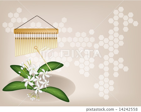 A Musical Bar Chimes and Jasmine on Brown Background 14242558