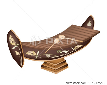 A Beautiful Thai Xylophone on Brown Background 14242559