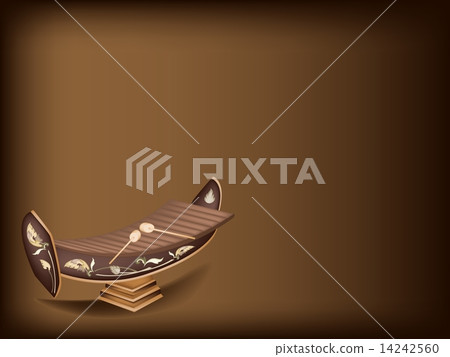 A Beautiful Thai Xylophone on Dark Brown Background 14242560