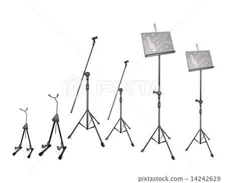 A Set of Music Stand, Microphone Stand and Guitar Stand 14242629