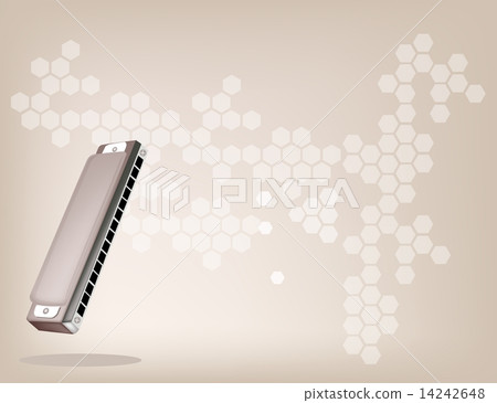 A Blues Harmonica on Light Brown Background 14242648