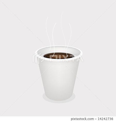 A Hot Coffee in Disposable Cup on Grey Background A Hot Coffee in Disposable Cup on Grey Background 14242736
