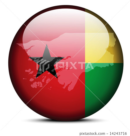 Map on flag button of Guinea Bissau 14243716