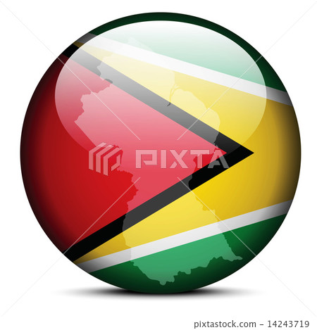 Map on flag button of Guyana Map on flag button of Guyana 14243719