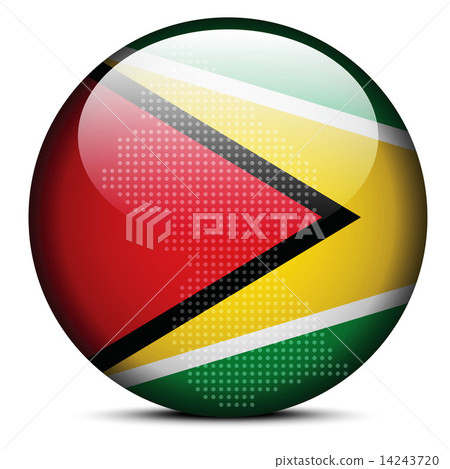 Map on flag button of Guyana 14243720